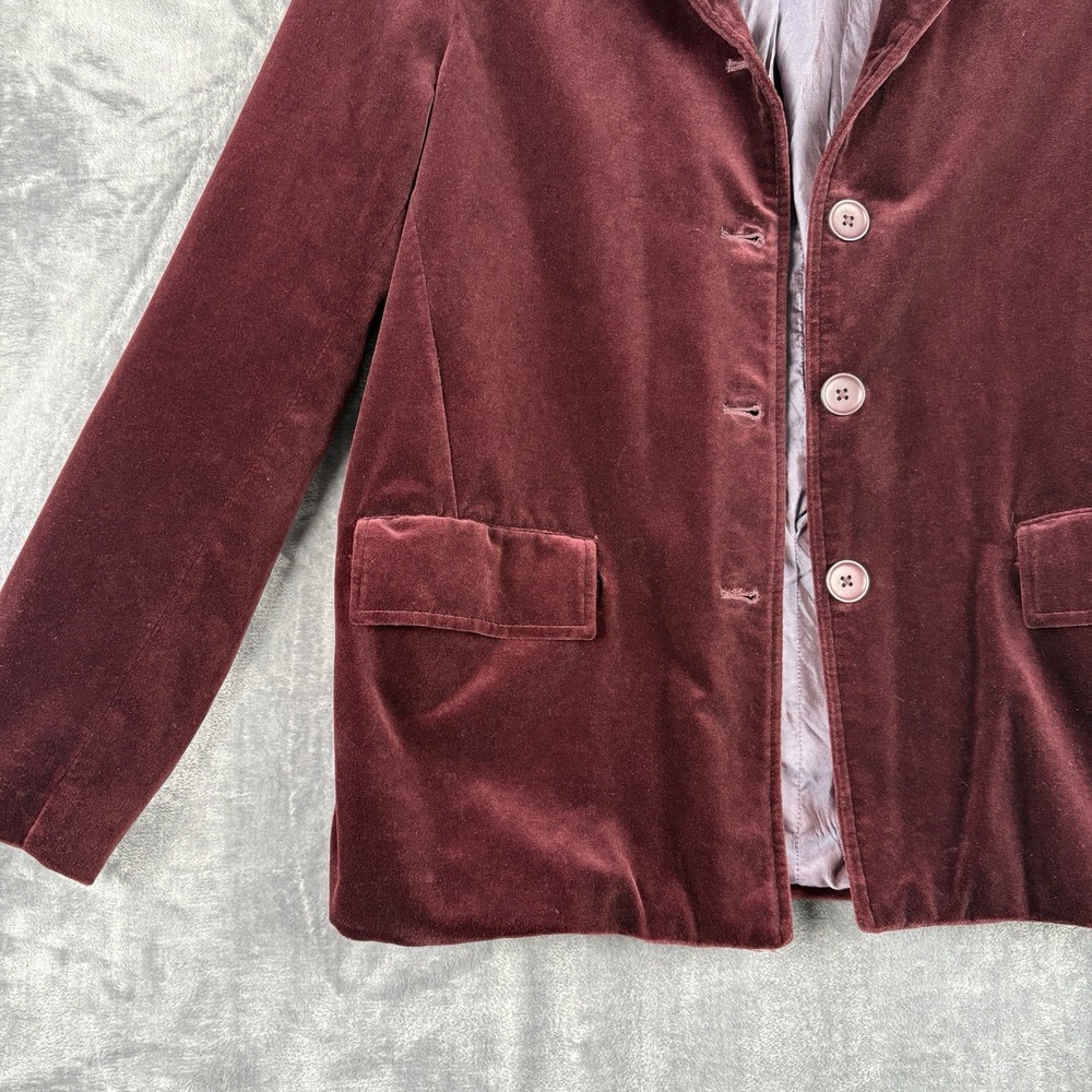 Vintage GAP Blazer Women M Velvet Burgandy/Maroon‎ Classic Y2K Evening Office - Picture 2 of 11